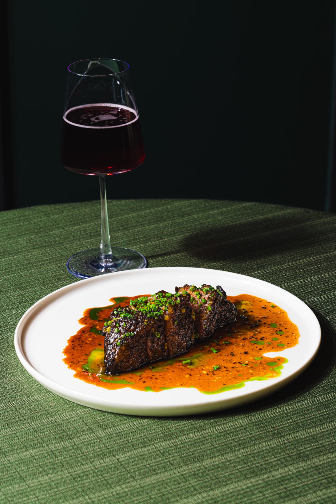 Glazed beef short rib with chive and chilli sauce at The Margin